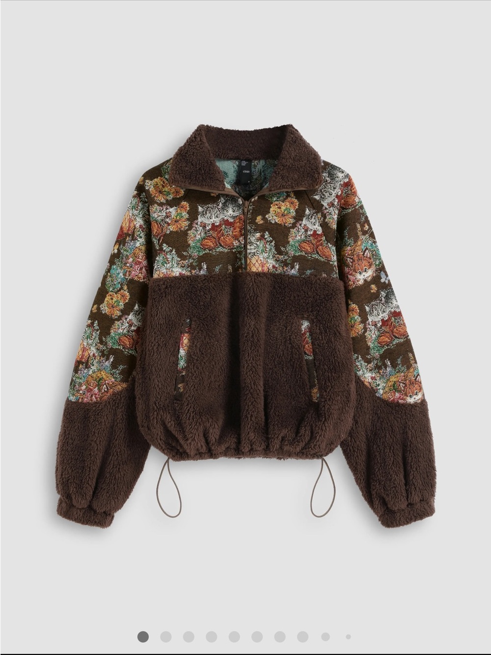 Cider Brown Floral Cat Sherpa Pull-On Jacket